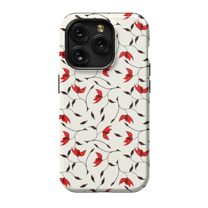 iPhone 15 Pro StrongFit Beautiful Strange Red Flowers Pattern by Boriana Giormova