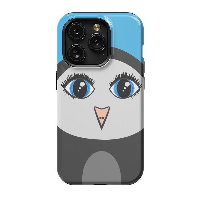 iPhone 15 Pro StrongFit Cute Cartoon Geometric Penguin Face by Boriana Giormova