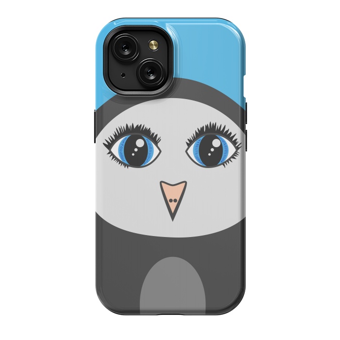iPhone 15 StrongFit Cute Cartoon Geometric Penguin Face by Boriana Giormova