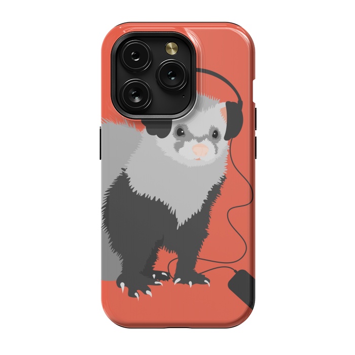 iPhone 15 Pro StrongFit Funny Music Lover Ferret by Boriana Giormova