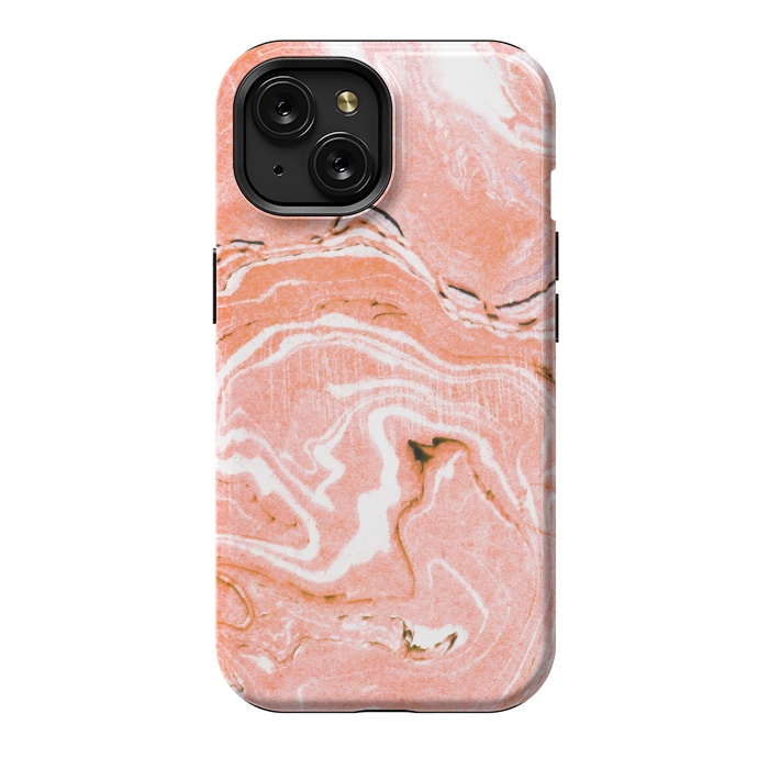 iPhone 15 StrongFit Coral Blush Marble by Uma Prabhakar Gokhale