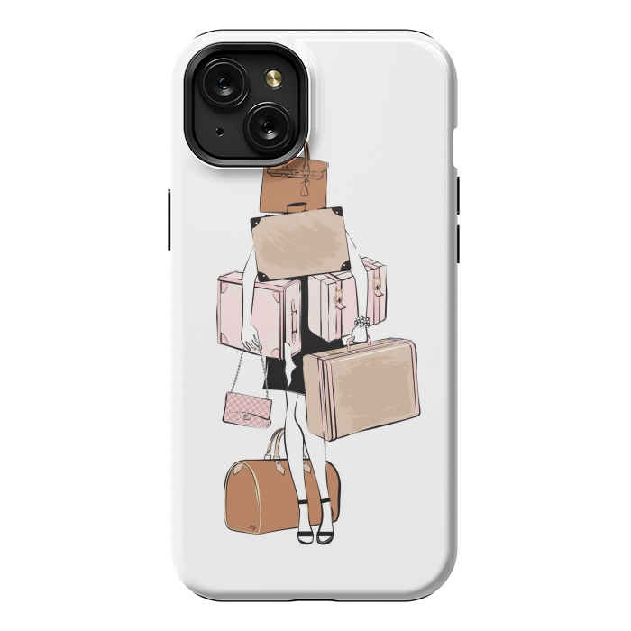 iPhone 15 Plus StrongFit Woman with luggage by Martina
