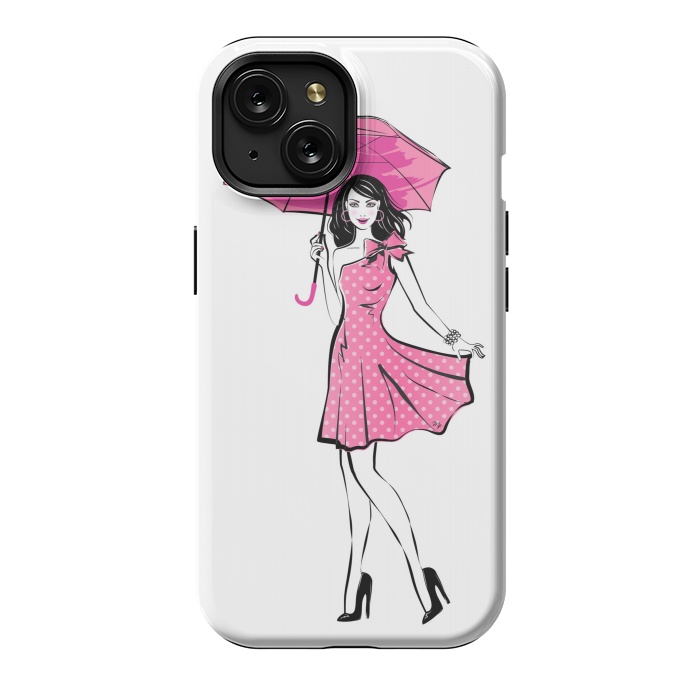 iPhone 15 StrongFit Pretty girl with umbrella by Martina