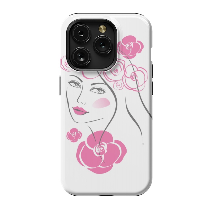 iPhone 15 Pro StrongFit Pink Rose Lady by Martina