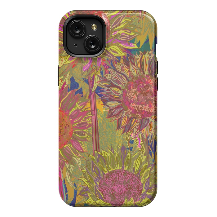 iPhone 15 Plus StrongFit Sunflowers by Lotti Brown