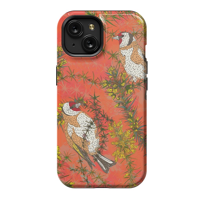 iPhone 15 StrongFit Goldfinches in Gorse by Lotti Brown
