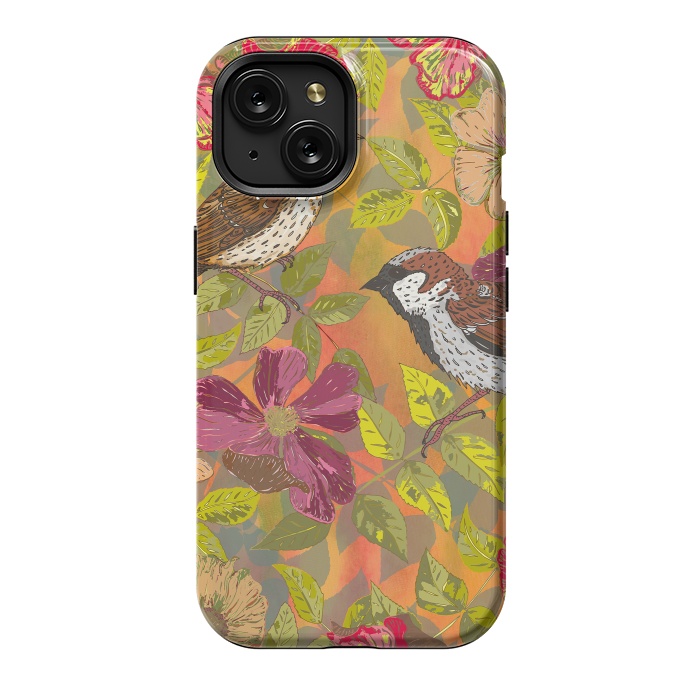 iPhone 15 StrongFit Sparrow and Wild Rose by Lotti Brown