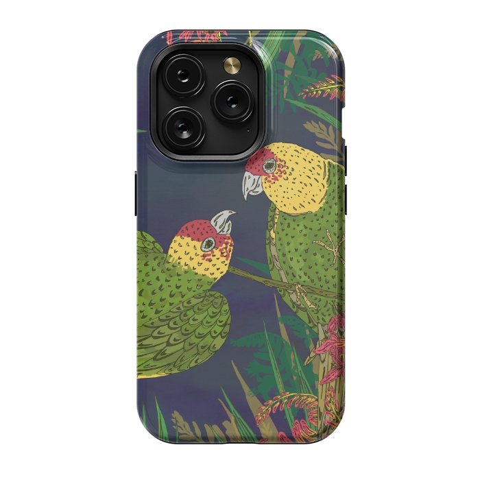 iPhone 15 Pro StrongFit Parakeets in Paradise by Lotti Brown