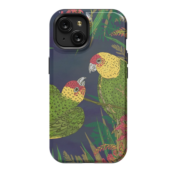 iPhone 15 StrongFit Parakeets in Paradise by Lotti Brown
