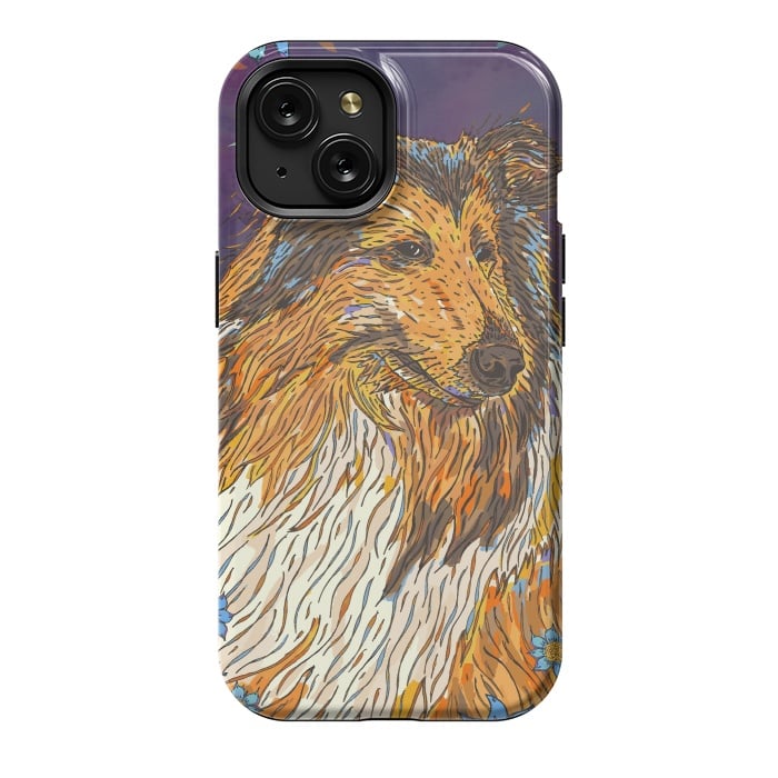 iPhone 15 StrongFit Rough Collie by Lotti Brown