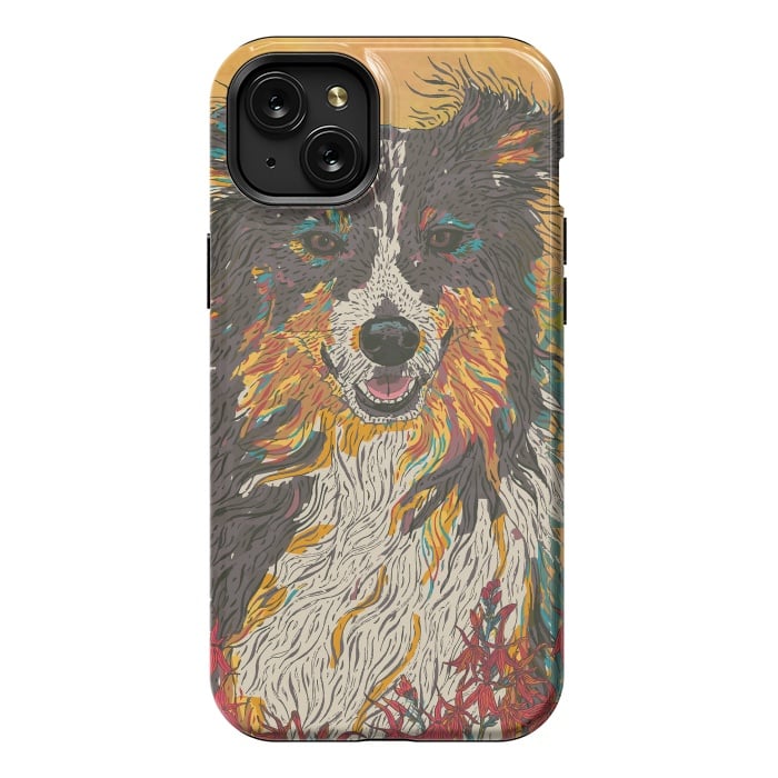 iPhone 15 Plus StrongFit Border Collie by Lotti Brown