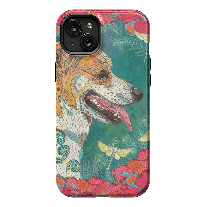 iPhone 15 Plus StrongFit Corgi and Fairies by Lotti Brown