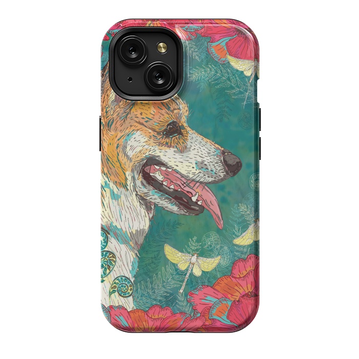 iPhone 15 StrongFit Corgi and Fairies by Lotti Brown