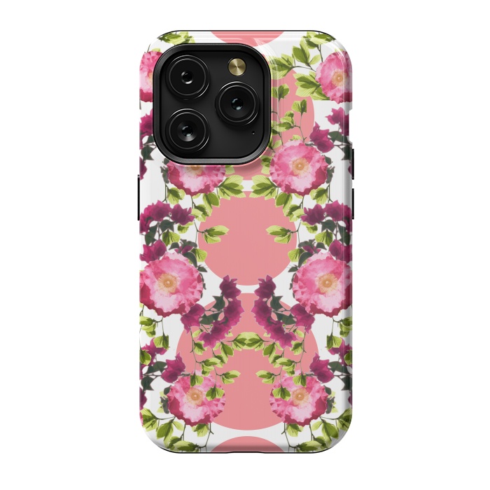 iPhone 15 Pro StrongFit Symmetrical Pink Floral Print by Zala Farah