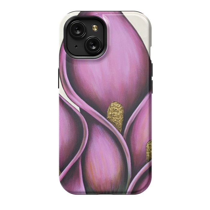 iPhone 15 StrongFit Pink Calla Lilies by Denise Cassidy Wood