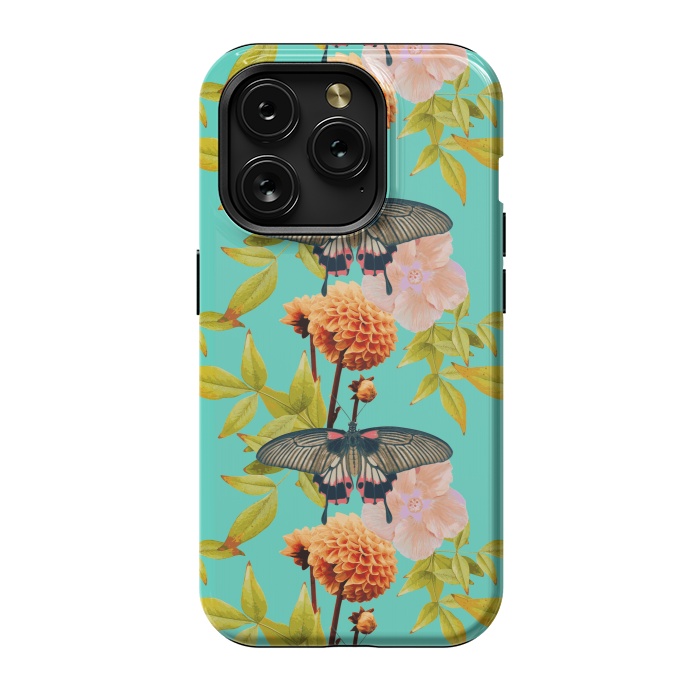 iPhone 15 Pro StrongFit Tropical Butterfly Garden by Zala Farah