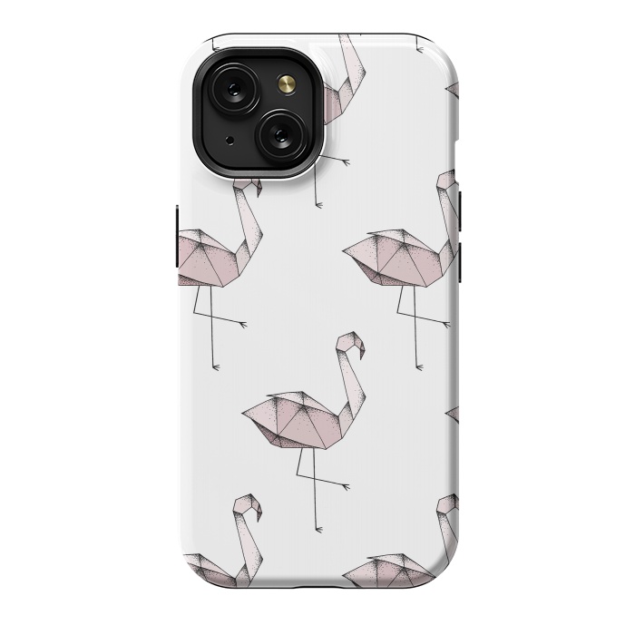 iPhone 15 StrongFit Flamingos by Barlena