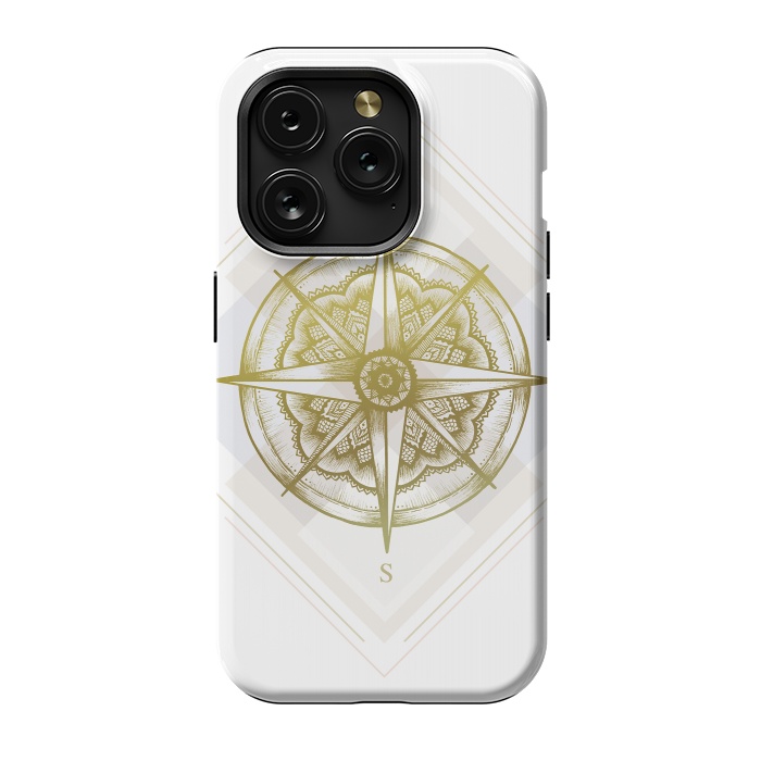 iPhone 15 Pro StrongFit Golden Compass by Barlena