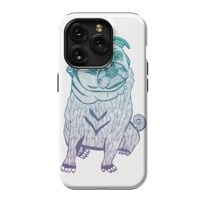 iPhone 15 Pro StrongFit Duotone pug by Pom Graphic Design