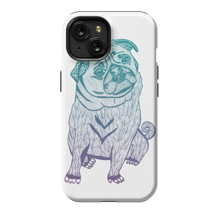 iPhone 15 StrongFit Duotone pug by Pom Graphic Design