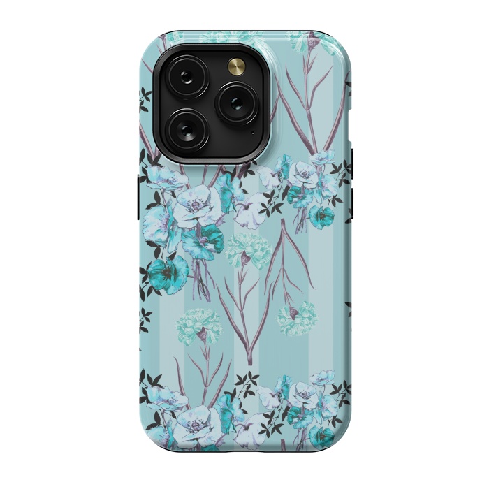 iPhone 15 Pro StrongFit Floral Love X (Blue) by Zala Farah