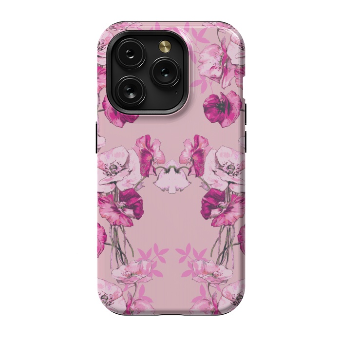 iPhone 15 Pro StrongFit Dramatic Florals (Pink) by Zala Farah