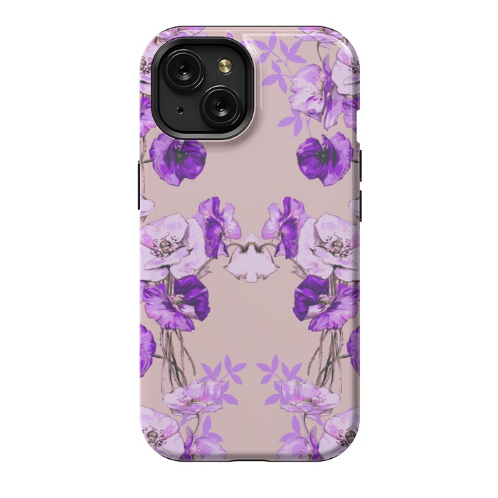 iPhone 15 StrongFit Dramatic Florals (Purple) by Zala Farah