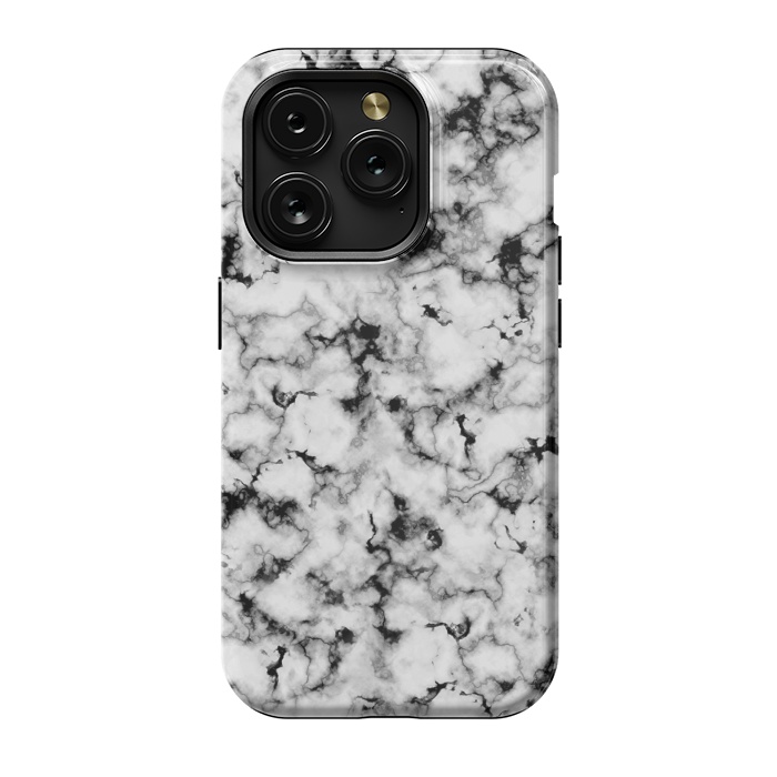 iPhone 15 Pro StrongFit Black and White Marble by CatJello