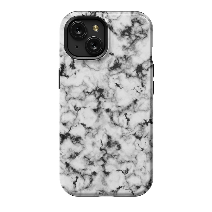 iPhone 15 StrongFit Black and White Marble by CatJello