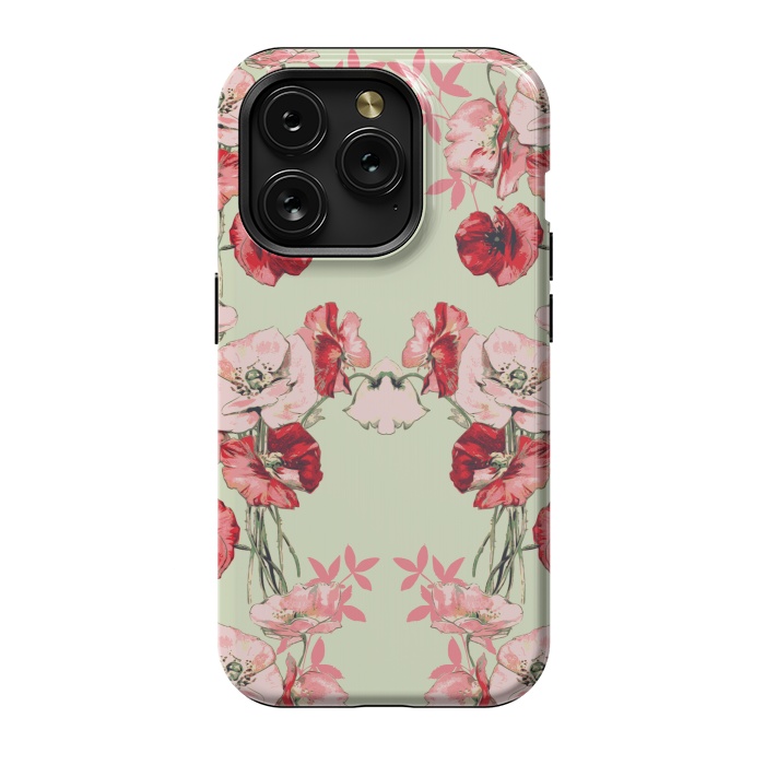 iPhone 15 Pro StrongFit Dramatic Florals (Red) by Zala Farah