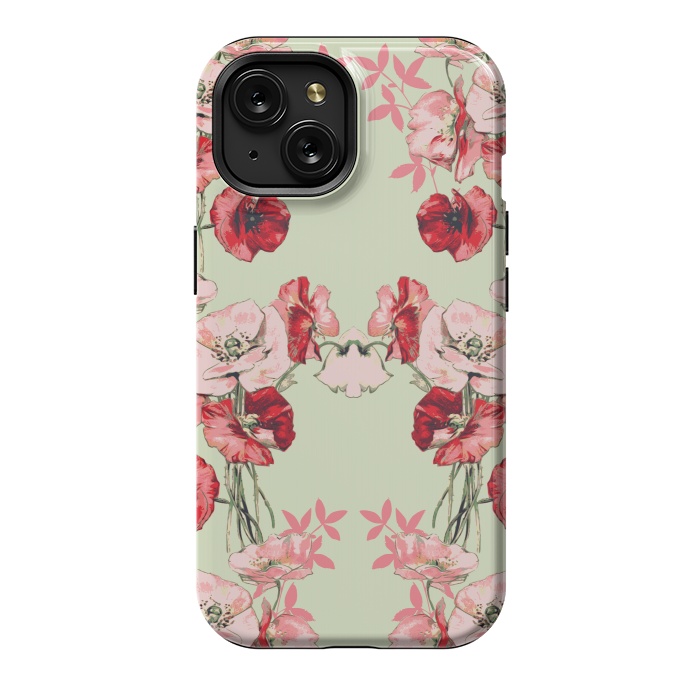 iPhone 15 StrongFit Dramatic Florals (Red) by Zala Farah