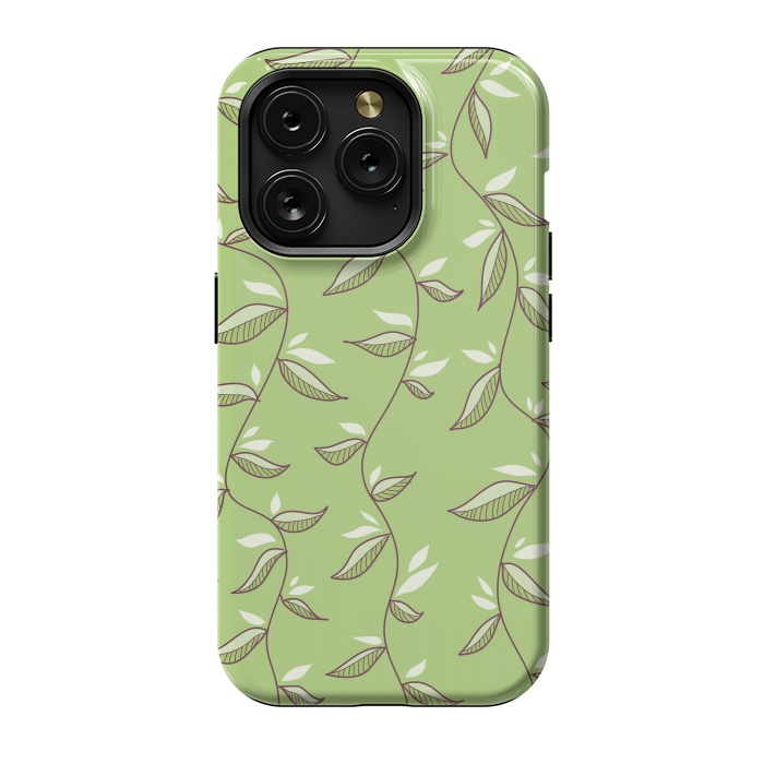 iPhone 15 Pro StrongFit Green Leaves And Lianas Pattern by Boriana Giormova
