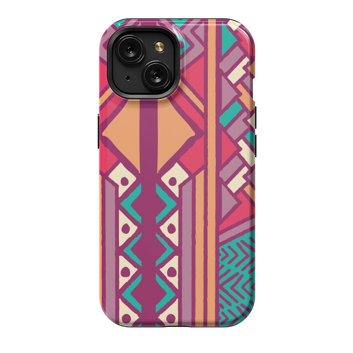 iPhone 15 StrongFit Tribal ethnic geometric pattern 001 by Jelena Obradovic