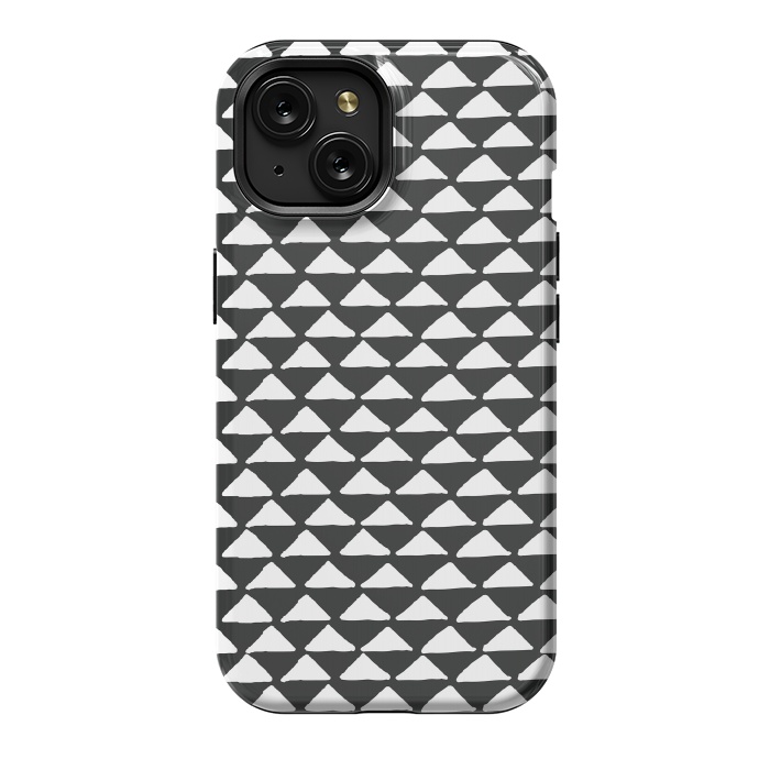 iPhone 15 StrongFit Triangle pattern seamless black and white by Jelena Obradovic