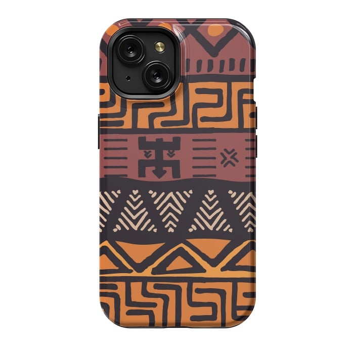 iPhone 15 StrongFit Tribal ethnic geometric pattern 021 by Jelena Obradovic