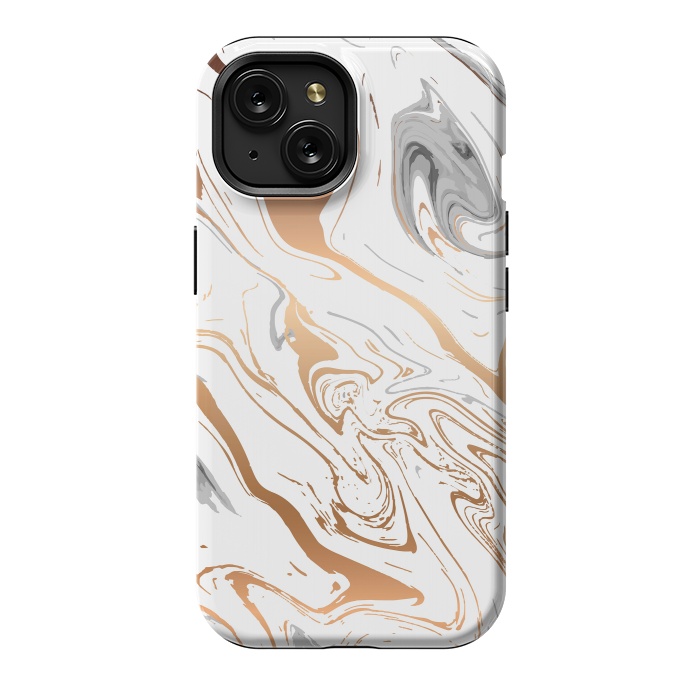 iPhone 15 StrongFit Liquid Golden Marble 007 by Jelena Obradovic