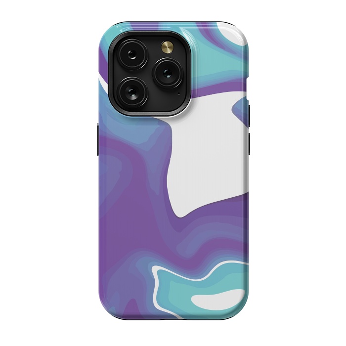 iPhone 15 Pro StrongFit Liquid Marble Purple Shades 010 by Jelena Obradovic