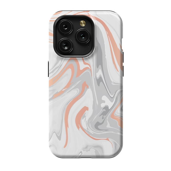 iPhone 15 Pro StrongFit Liquid White Marble and Copper 017 by Jelena Obradovic