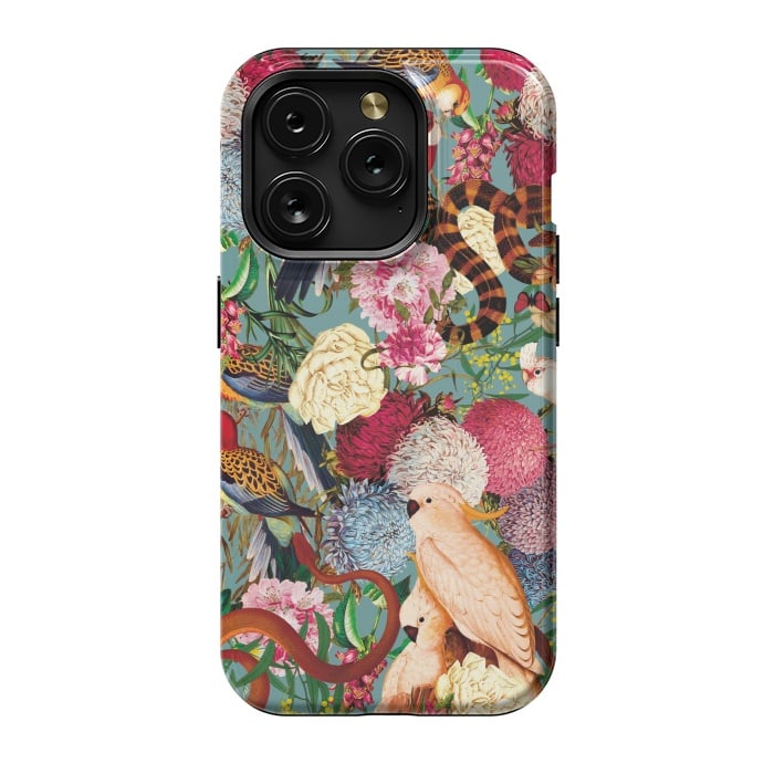 iPhone 15 Pro StrongFit Floral and Animals pattern by Burcu Korkmazyurek