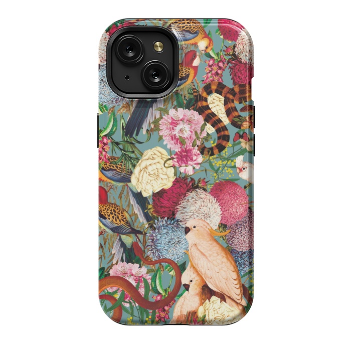 iPhone 15 StrongFit Floral and Animals pattern by Burcu Korkmazyurek