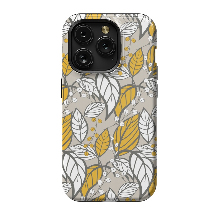 iPhone 15 Pro StrongFit Seamless floral pattern with hand drawn leaves by Jelena Obradovic