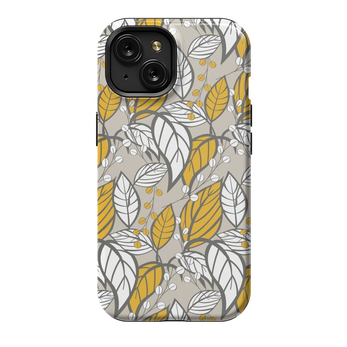 iPhone 15 StrongFit Seamless floral pattern with hand drawn leaves by Jelena Obradovic