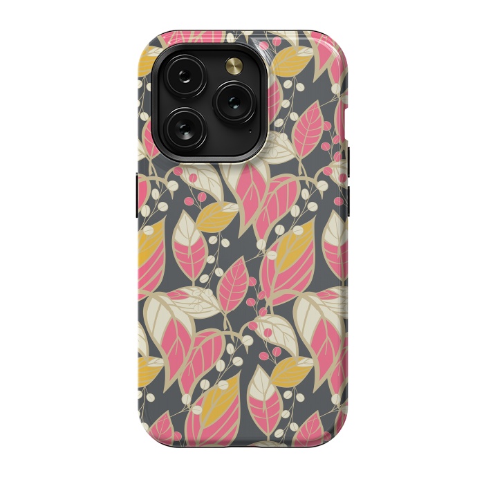 iPhone 15 Pro StrongFit Seamless floral pattern with hand drawn leaves 002 by Jelena Obradovic