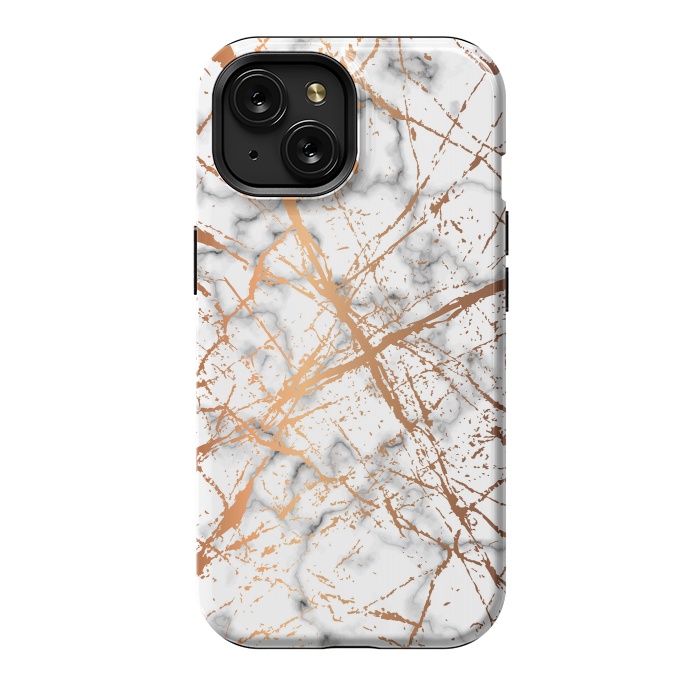 iPhone 15 StrongFit Marble Texture and Gold Splatter 039 by Jelena Obradovic
