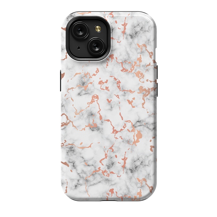 iPhone 15 StrongFit Marble Texture with Copper Splatter 041 by Jelena Obradovic