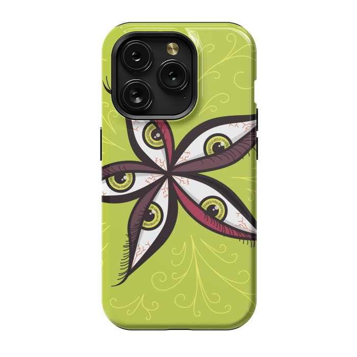iPhone 15 Pro StrongFit Weird Abstract Green Eyes Flower by Boriana Giormova