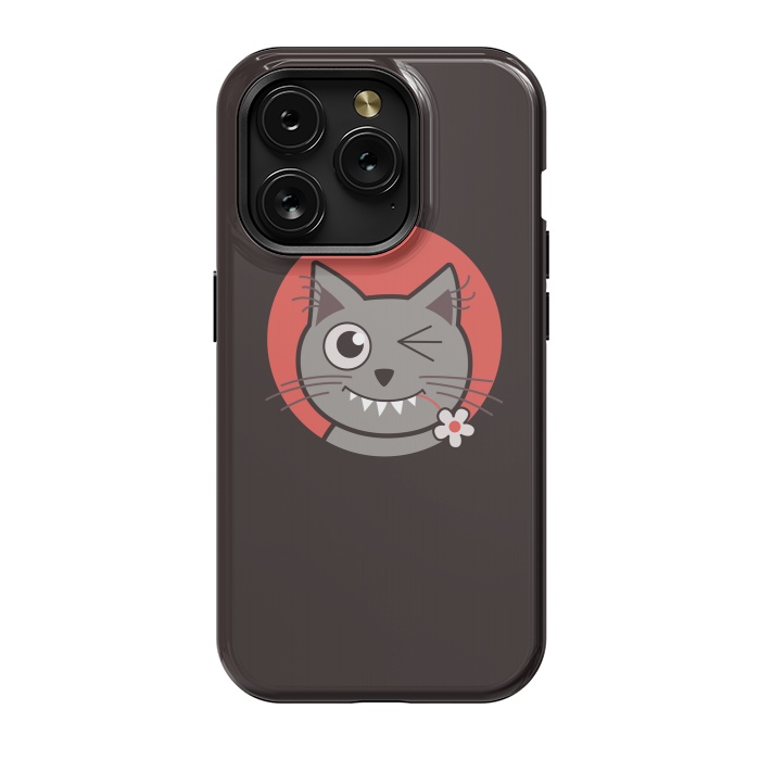 iPhone 15 Pro StrongFit Cute Winking Kitty Cat by Boriana Giormova