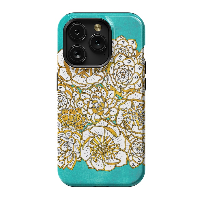 iPhone 15 Pro StrongFit Bohemian Succulents by Pom Graphic Design