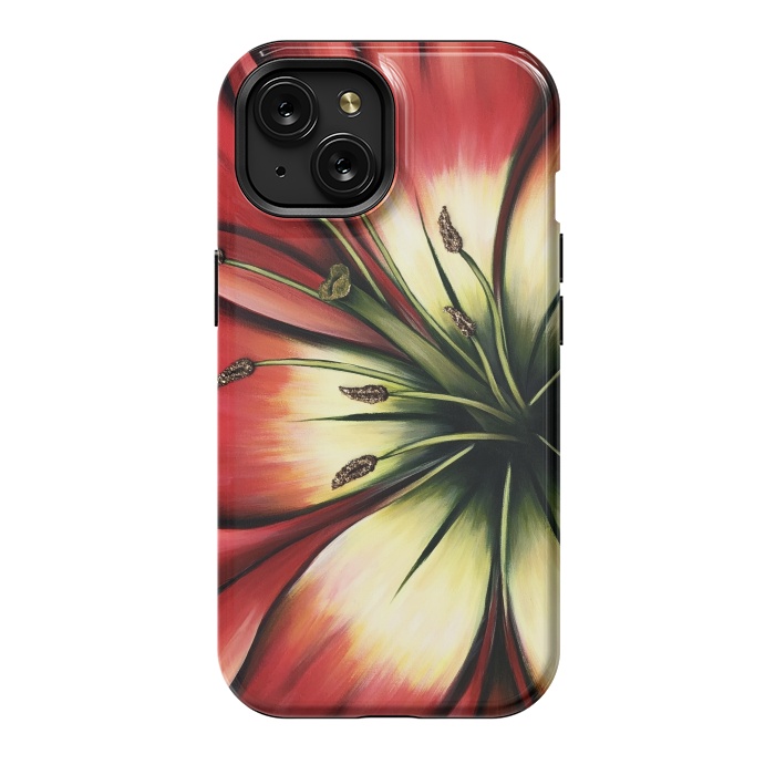 iPhone 15 StrongFit Red Lily Flower by Denise Cassidy Wood
