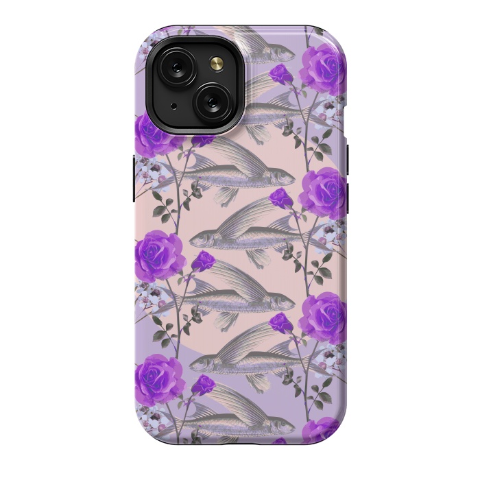 iPhone 15 StrongFit Floral Fishies (Purple) by Zala Farah
